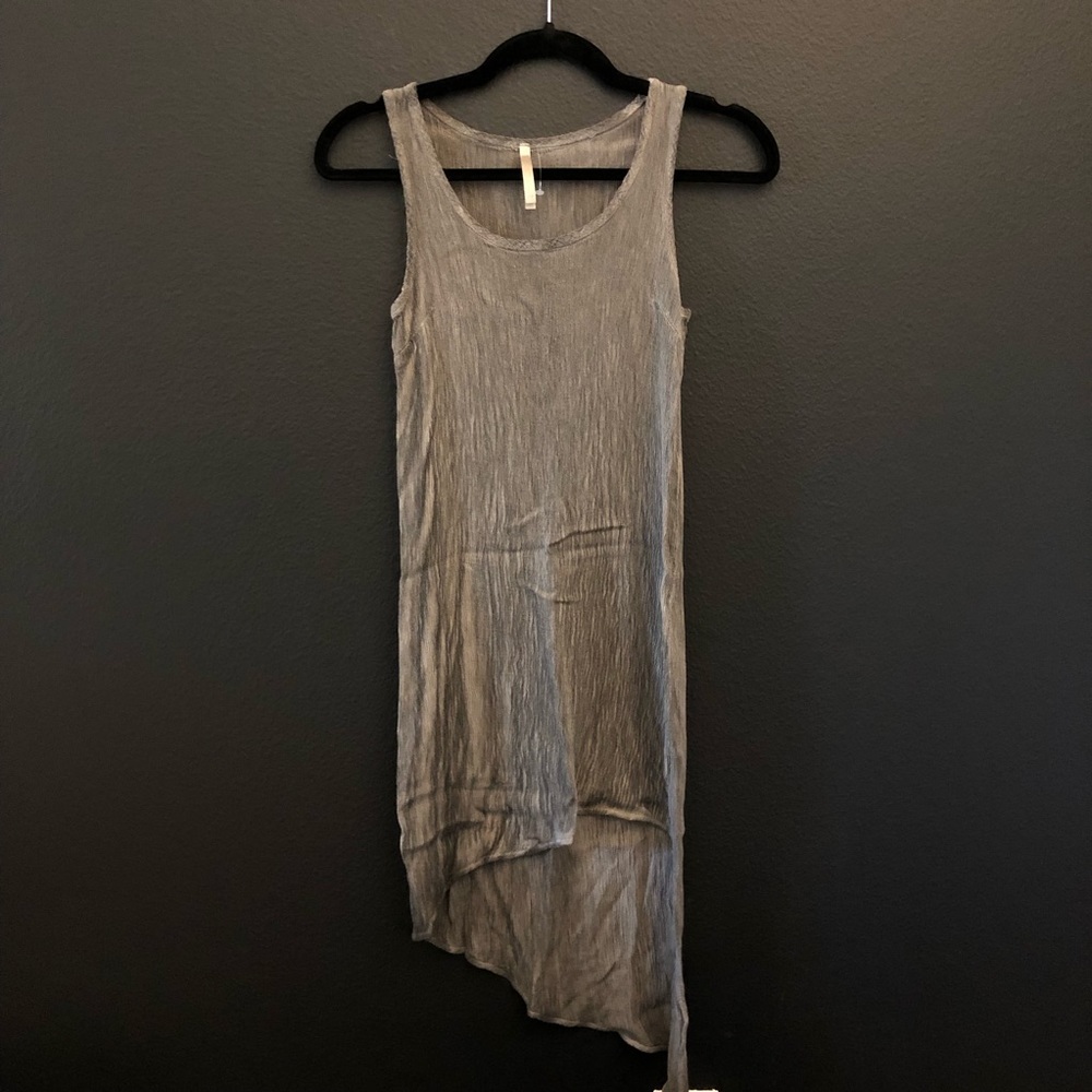 Mona B Asymmetric Grey Distressed Dress